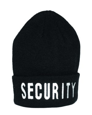 ROLLSTRICKMÜTZE SCHW.BESTICKT 'SECURITY'