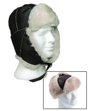US AF PELZMÜTZE B3 LEDER BRAUN