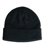 ROLLSTRICKMÜTZE FEINSTRICK POLYACRYL SCHWARZ