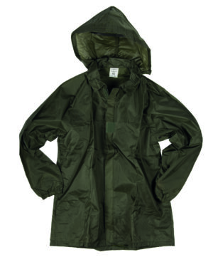 FRANZ.REGENJACKE M.KAPUZE PES OLIV GEBR.